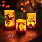 Halloween LED Candles Set of 3 – Flickering Flameless Pillar Candles with Timer