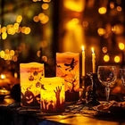 Halloween LED Candles Set of 3 – Flickering Flameless Pillar Candles with Timer
