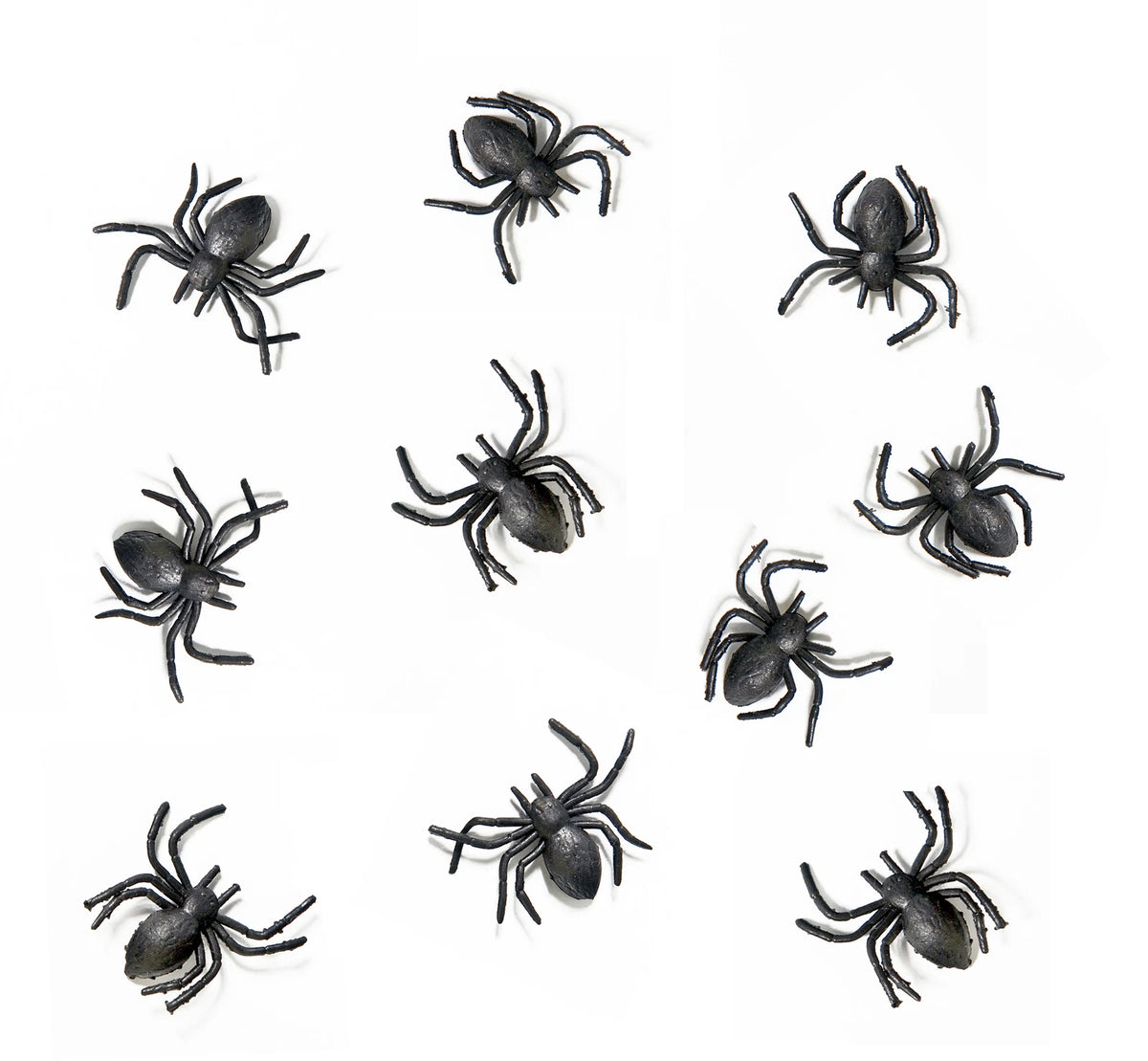 10 Pack Black Plastic Spider Decorations – 3 × 3 cm Halloween & Carnival Party Decor