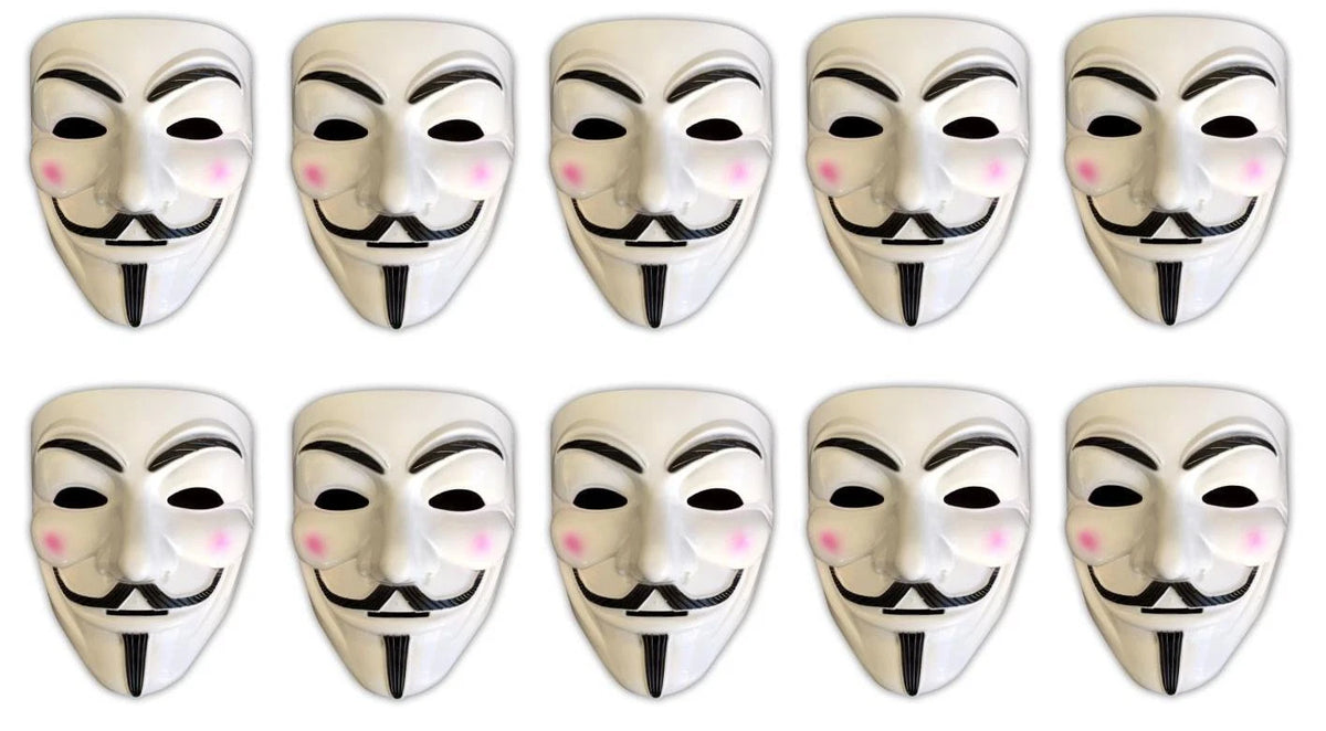 10 Pack V for Vendetta Style Guy Fawkes Masks – Halloween & Carnival Costume Masks
