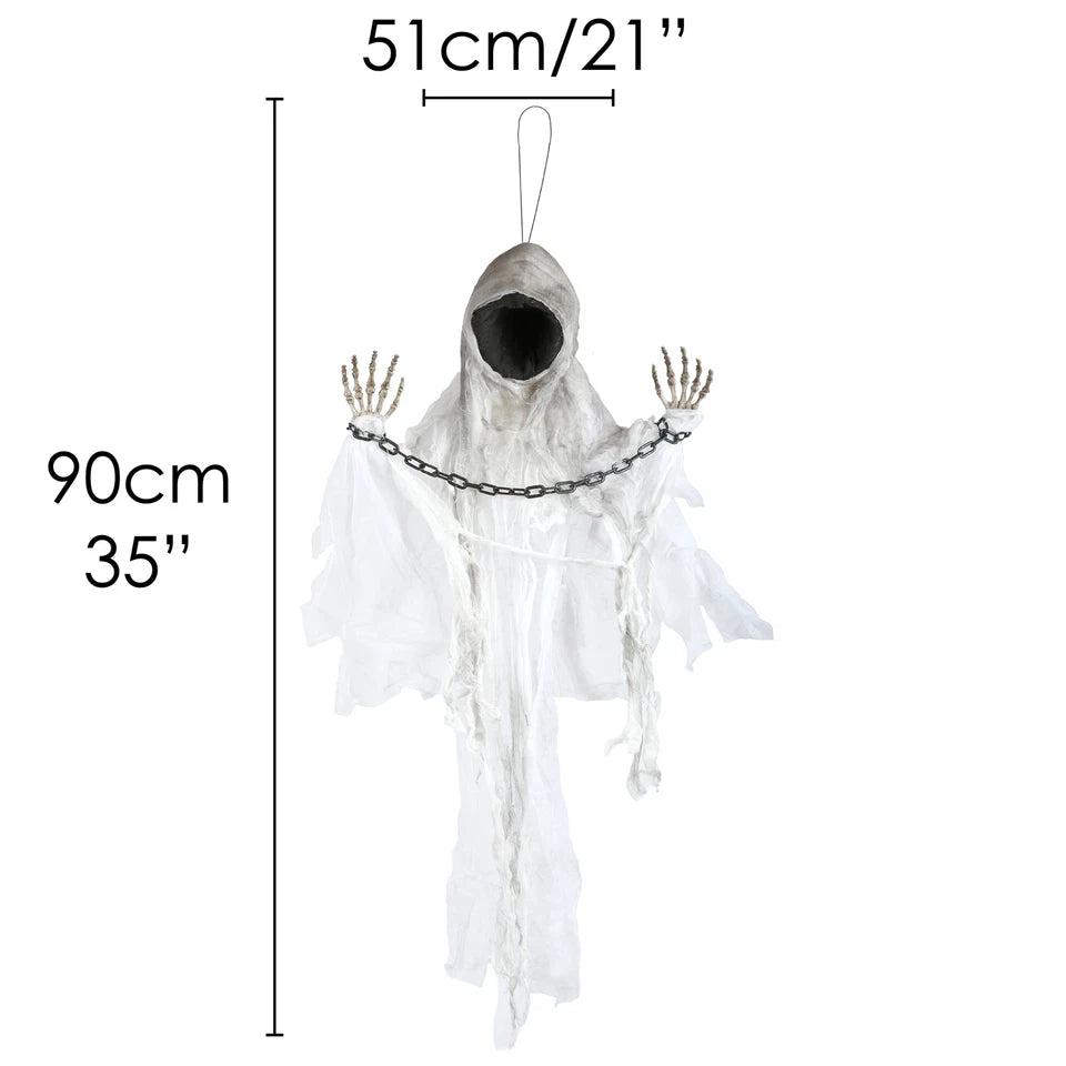 Giant Faceless Ghost Halloween Prop – Illuminated, Moving & Sound Activated Decoration
