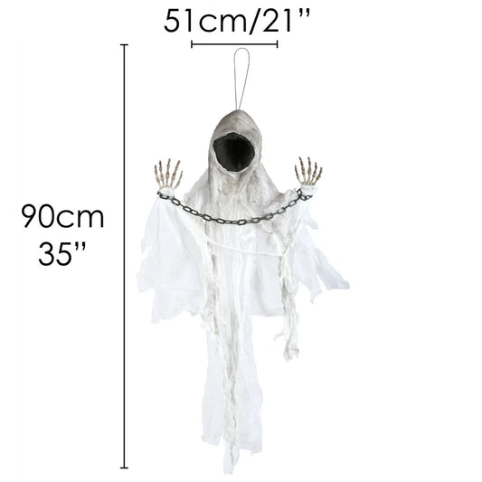 Giant Faceless Ghost Halloween Prop – Illuminated, Moving & Sound Activated Decoration
