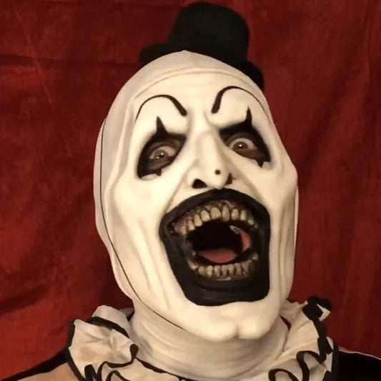Black Hat Joker Clown Latex Mask – Terrifier-Inspired Art the Clown Halloween Cosplay Prop